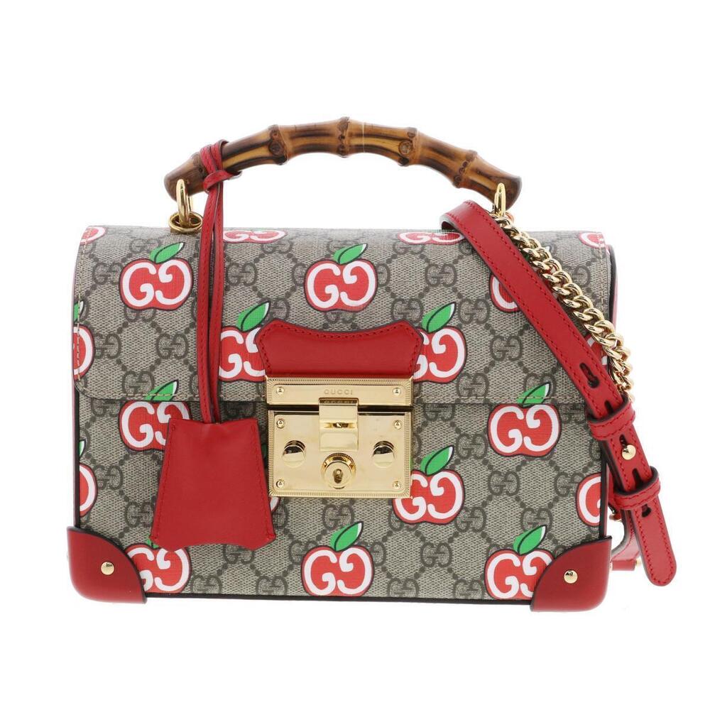Gucci Shoulder Red Bamboo Apple GG Bag Messenger - Picture 2 of 6